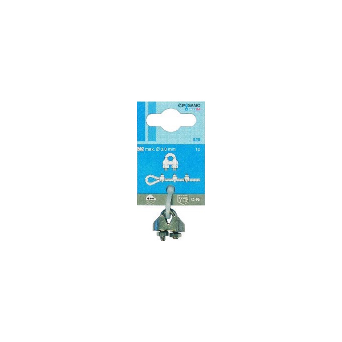 PÖSAMO Câble métallique petit diamètre DIN 741 A4 3,0 mm/M4 1/8" 1 pce SB