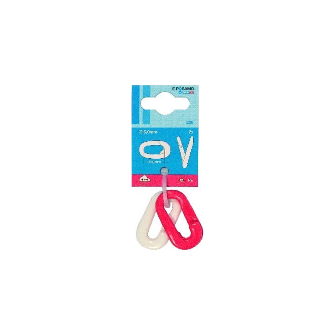 PÖSAMO Maillons de sécurité plastique (SB) rouge/blanc 6,0 mm x 2 pcs.