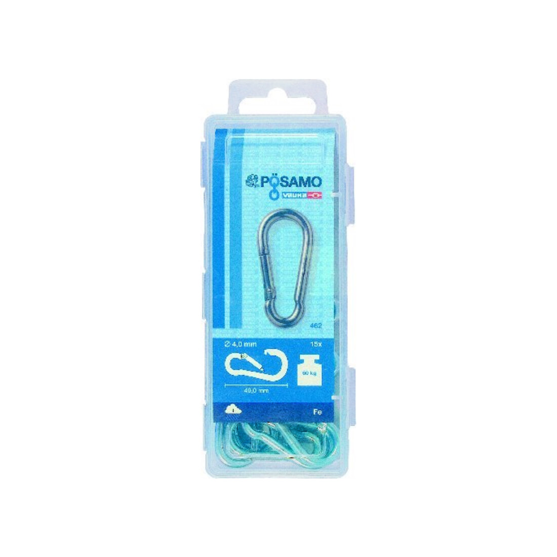 PÖSAMO Mousqueton de pompier (SB) galZn 40x4mm boîte de 15 pièces