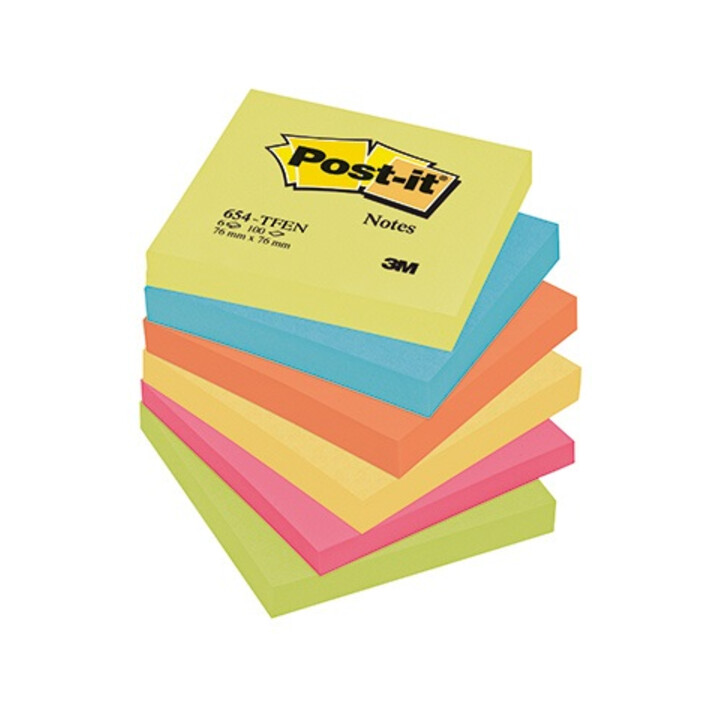 Post-it Haftnotiz Active Collection 654TFEN 76x76mm sortiert 6 St./Pack