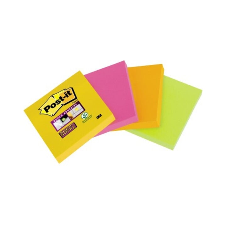Post-it Haftnotiz Super Sticky 6910YPOG 48x48mm sort. 4 St./Pack.