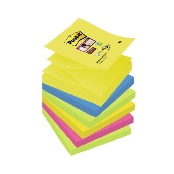 Post-it Haftnotiz Super Sticky Z- Notes R3306SR 76x76mm sort 6 St./Pa