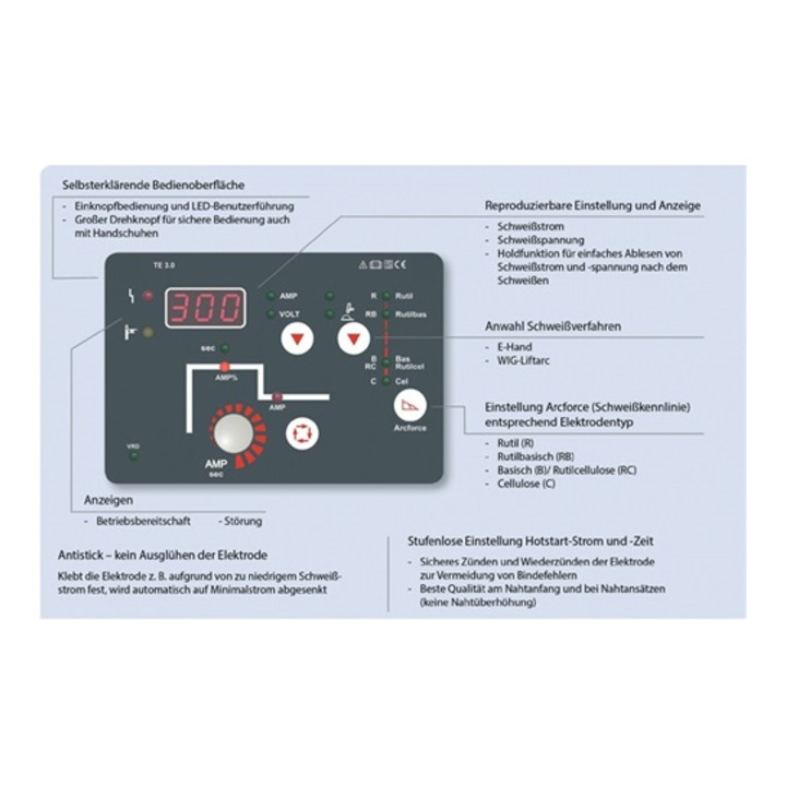 Poste à souder à l'arc avec électr. enr. MMA 300 cel Set avec accessoires 10 - 3