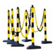 Potelets de balisage à chaîne avec pied triangulé noir/jaune Moravia 10 m de chaîne + pièces d'assemblage + 6 crochets-1