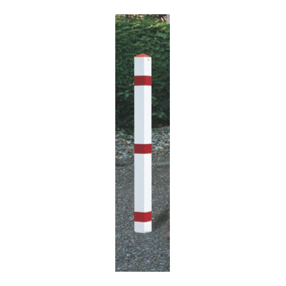 Potelets de blocage acier rouge-blanc avec douille de sol avec capuchon en point