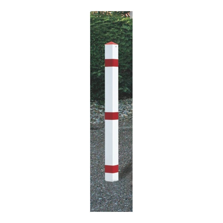 Potelets de blocage acier rouge-blanc avec douille de sol avec capuchon en point