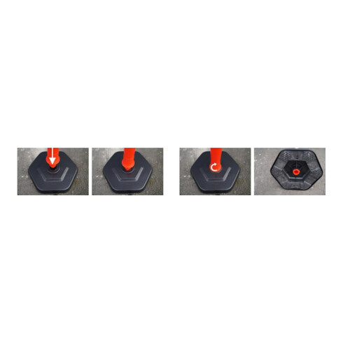 Potelets de blocage polypropylène jaune/noir D. 63 mm à installer avec oeillet