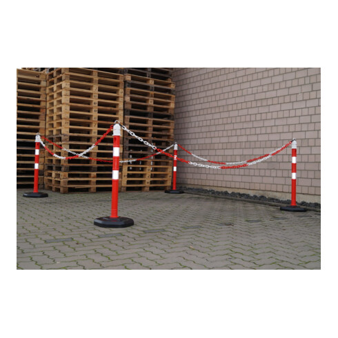 Borne de blocage PP rouge/blanc Ø 63 mm à poser avec œillet