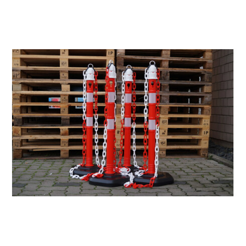Borne de blocage PP rouge/blanc Ø 63 mm à poser avec œillet