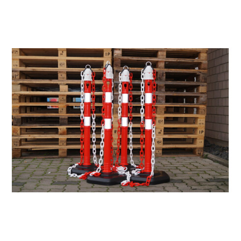 Borne de blocage PP rouge/blanc Ø 63 mm à poser avec œillet