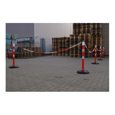 Borne de blocage PP rouge/blanc Ø 63 mm à poser avec œillet