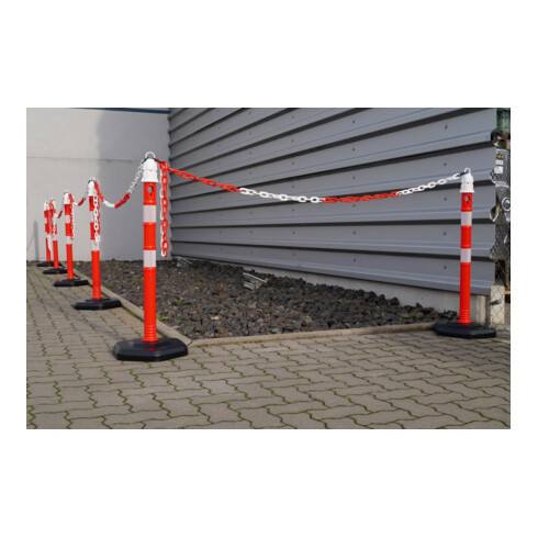 Borne de blocage PP rouge/blanc Ø 63 mm à poser avec œillet