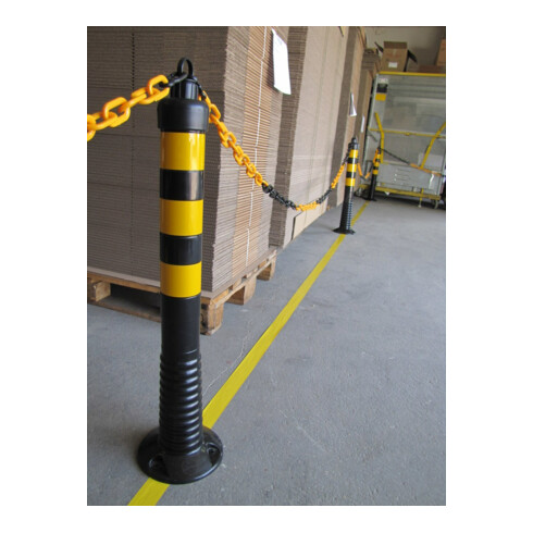Potelets de blocage polyuréthane noir/jaune D. 80 mm pour visser avec mat. de fi