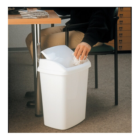 Poubelle à couvercle basculant H511xl346xP278mm 25 l plastique blanc RUBBERMAID