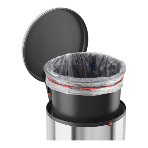 Hailo Harmony M, poubelle à pédale design, 12 litres, inox