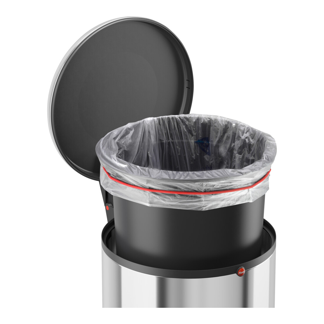 Hailo Harmony M, poubelle à pédale design, 12 litres, inox