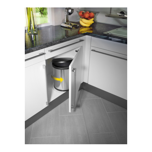 Hailo Compact-Box M, poubelle encastrable, 15 litres, inox