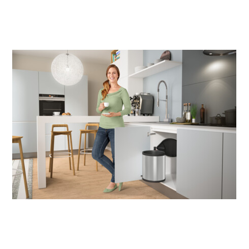 Hailo Compact-Box M, poubelle encastrable, 15 litres, inox