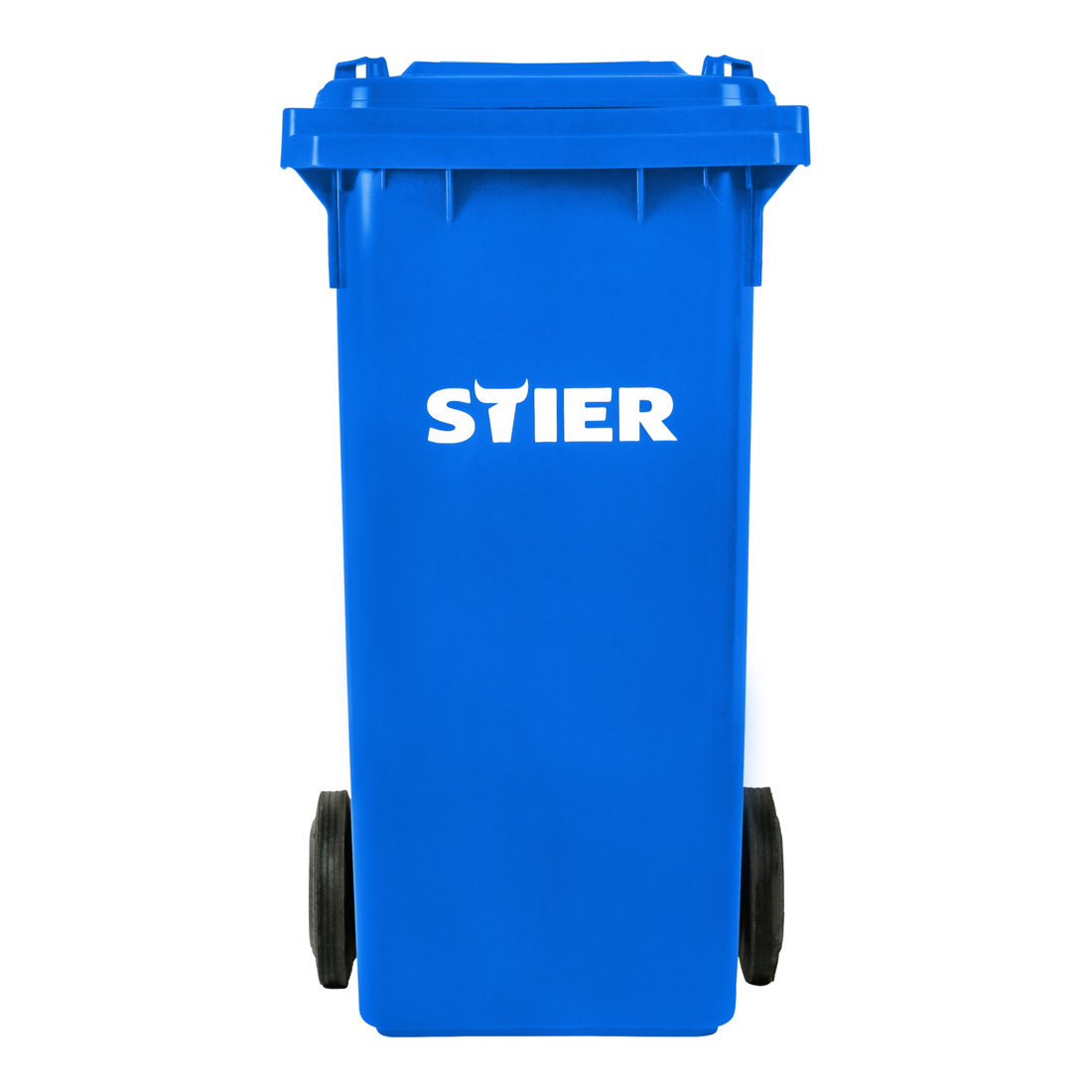 Poubelle grande capacité à 2 roues STIER, 120 l, bleue, lxPxH 475x550x930 mm