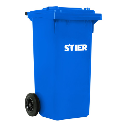 Poubelle grande capacité à 2 roues STIER, 120 l, bleue, lxPxH 475x550x930 mm