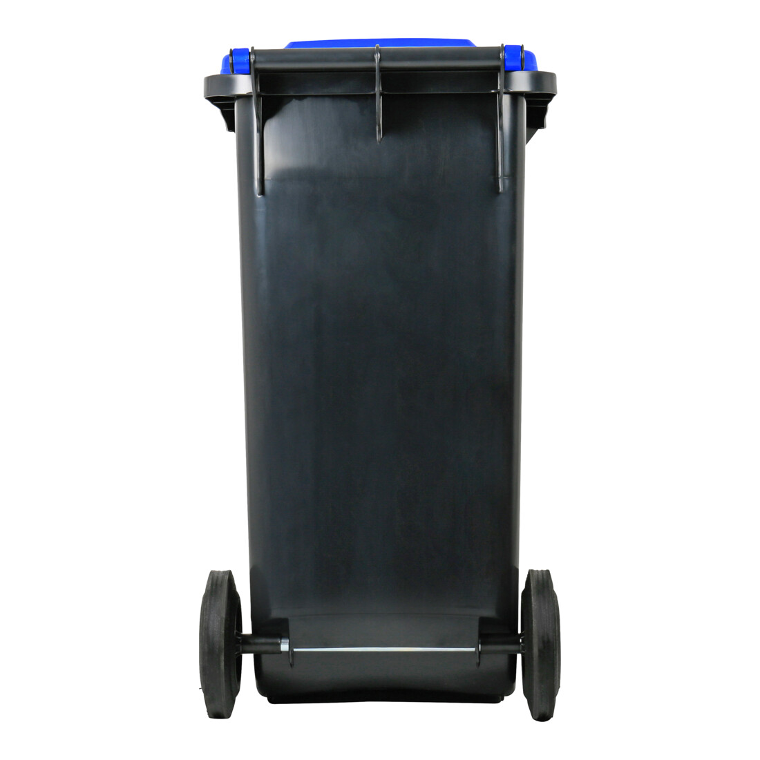 Poubelle grande capacité à 2 roues STIER, 120 l, gris/bleu, lxPxH 475x550x930 mm