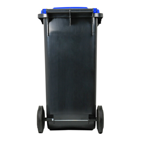 Poubelle grande capacité à 2 roues STIER, 120 l, gris/bleu, lxPxH 475x550x930 mm