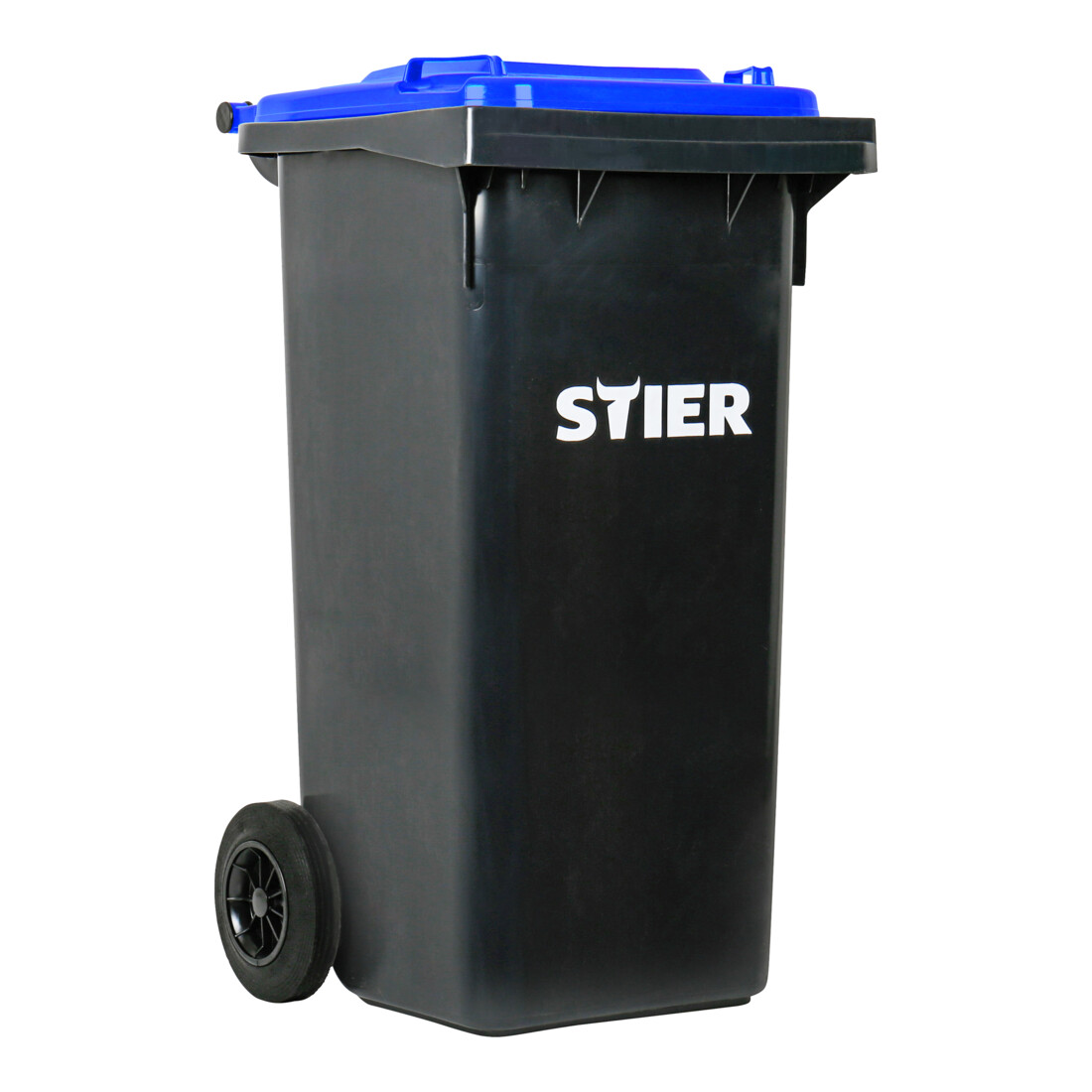 Poubelle grande capacité à 2 roues STIER, 120 l, gris/bleu, lxPxH 475x550x930 mm