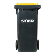 Poubelle grande capacité à 2 roues STIER, 120 l, gris/jaune, lxPxH 475x550x930 mm-2