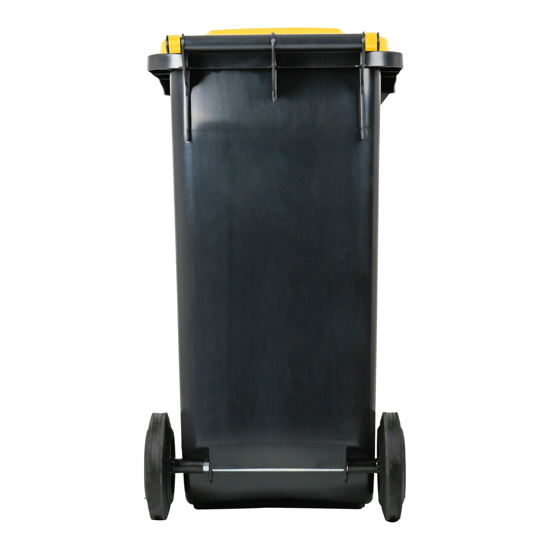 Poubelle grande capacité à 2 roues STIER, 120 l, gris/jaune, lxPxH 475x550x930 mm