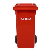 Poubelle grande capacité à 2 roues STIER, 120 l, rouge, lxPxH 475x550x930 mm-2