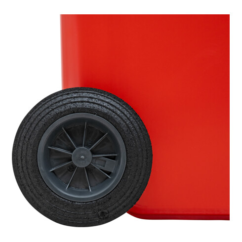 Poubelle grande capacité à 2 roues STIER, 120 l, rouge, lxPxH 475x550x930 mm