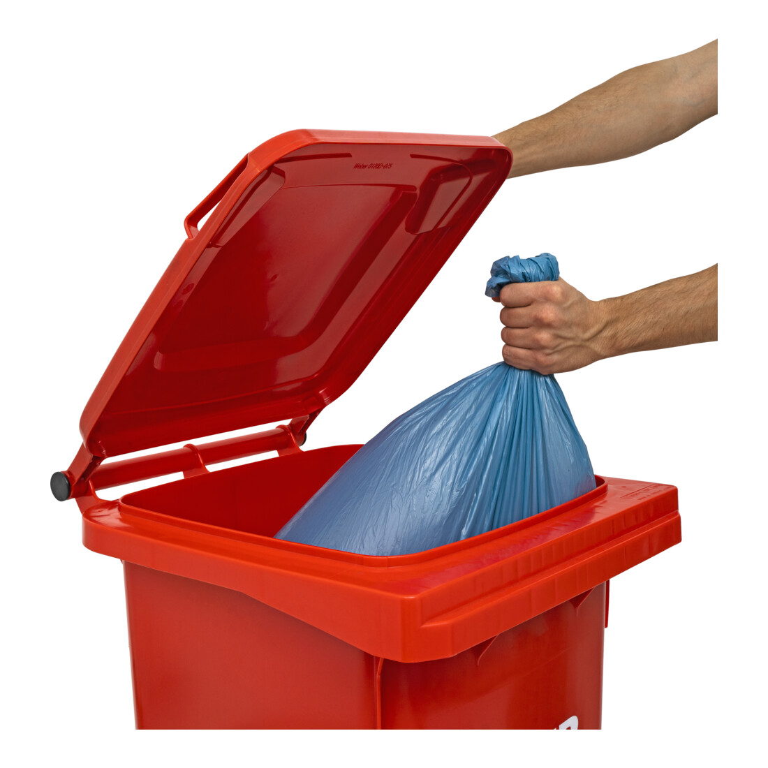 Poubelle grande capacité à 2 roues STIER, 120 l, rouge, lxPxH 475x550x930 mm