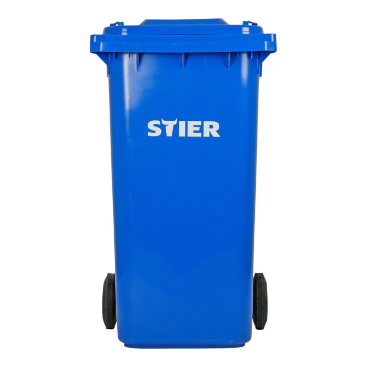 Poubelle grande capacité à 2 roues STIER, 240 l, bleue, lxPxH 576x720x1067 mm
