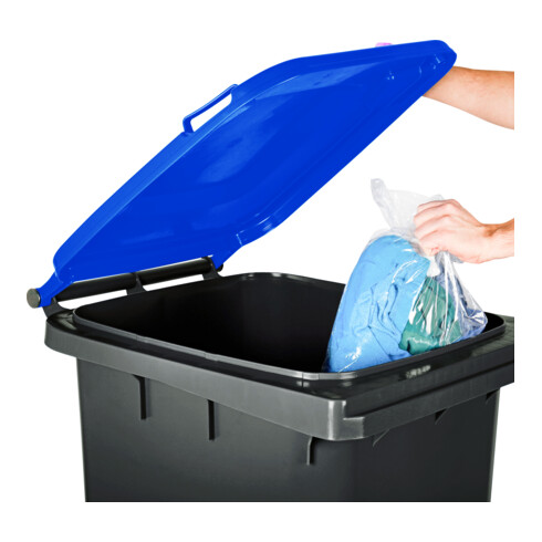 Poubelle grande capacité à 2 roues STIER, 240 l, gris/bleu, lxPxH 576x720x1 067 mm
