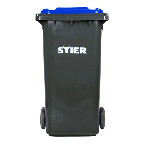 Poubelle grande capacité à 2 roues STIER, 240 l, gris/bleu, lxPxH 576x720x1 067 mm