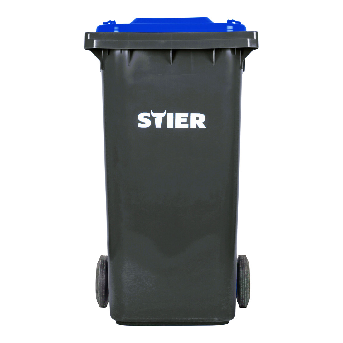 Poubelle grande capacité à 2 roues STIER, 240 l, gris/bleu, lxPxH 576x720x1 067 mm