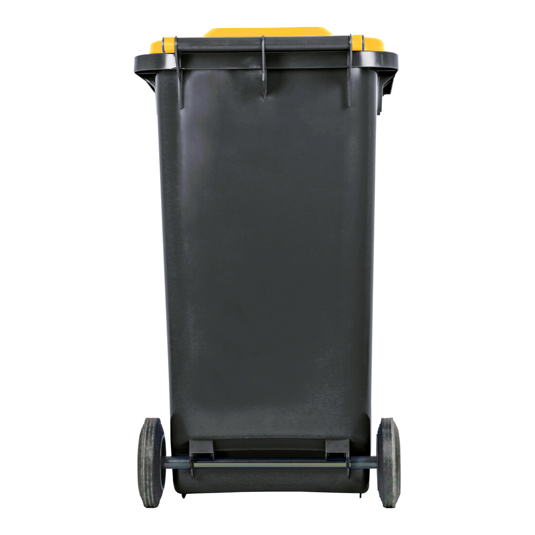 Poubelle grande capacité à 2 roues STIER, 240 l, gris/jaune, lxPxH 576x720x1 067 mm