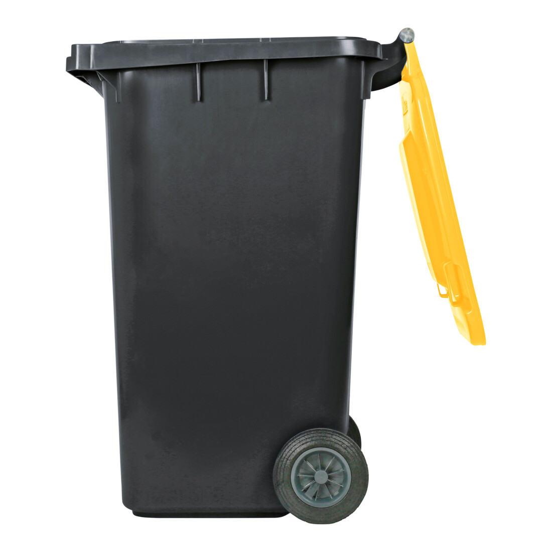 Poubelle grande capacité à 2 roues STIER, 240 l, gris/jaune, lxPxH 576x720x1 067 mm