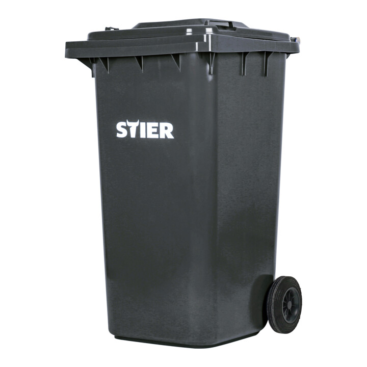 STIER Fußpedaldeckelöffner für Müllgroßbehälter 240 l + STIER 2-Rad-Müllgroßbehälter 240 l grau BxTxH 576x720x1067 mm