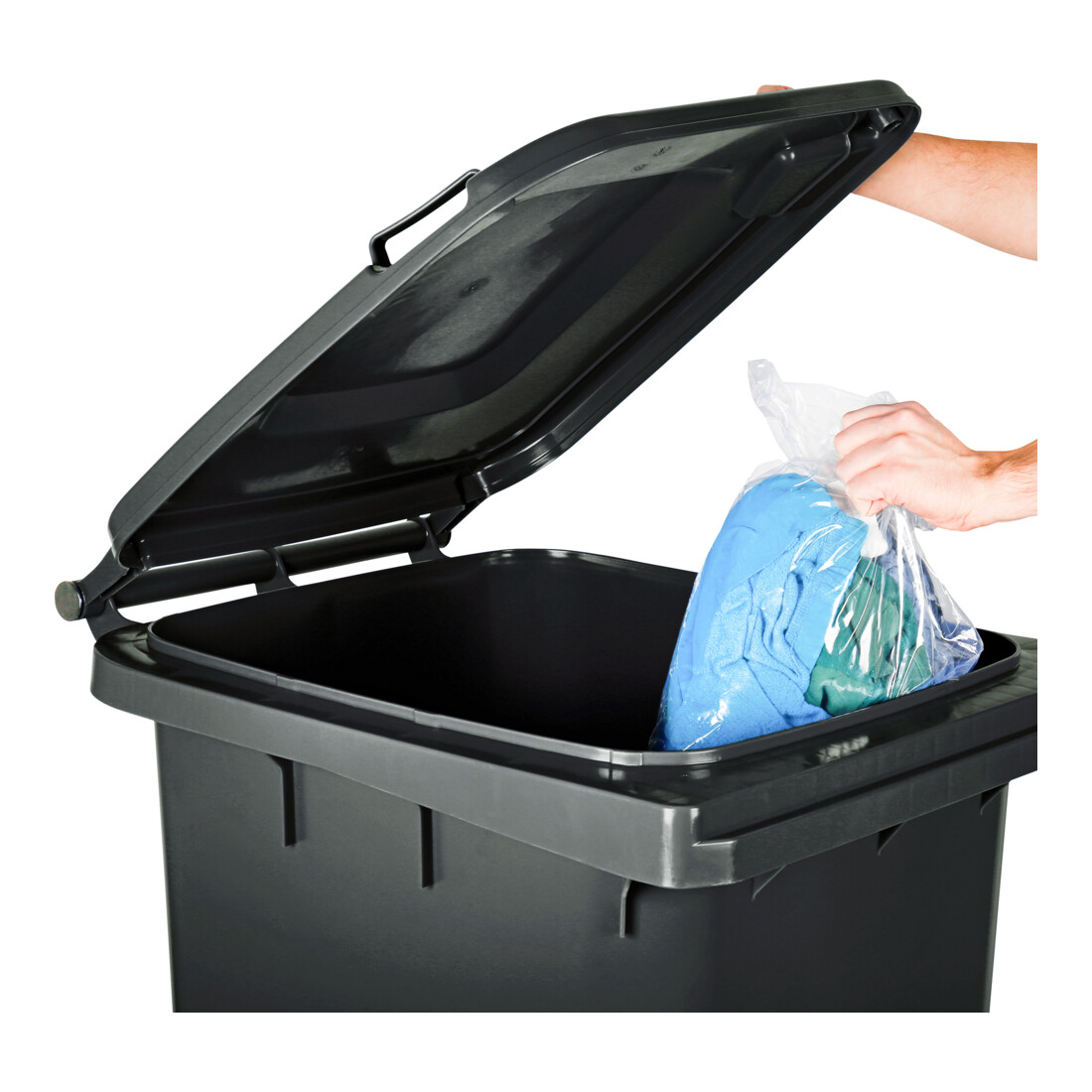 Poubelle grande capacité à 2 roues STIER, 240 l, grise, lxPxH 576x720x1 067 mm