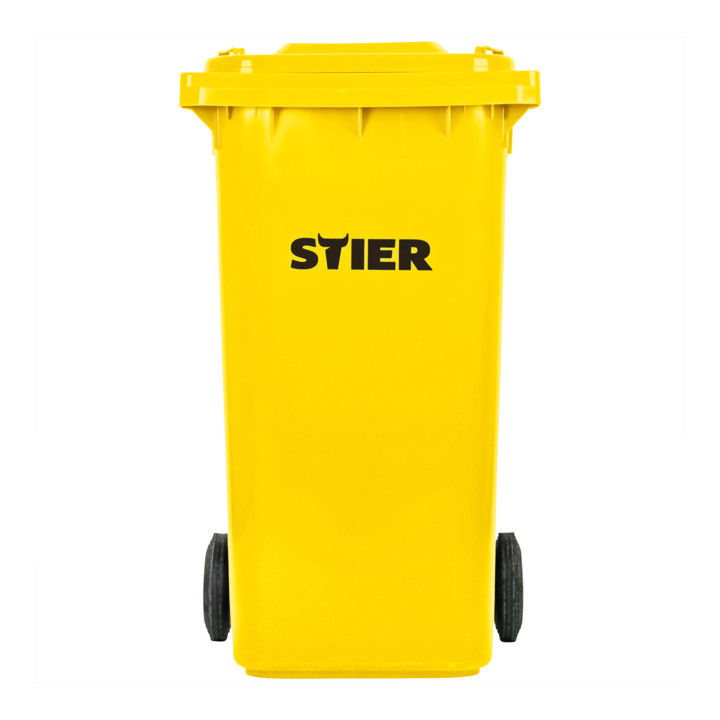 Poubelle grande capacité à 2 roues STIER, 240 l, jaune, lxPxH 576x720x1 067 mm