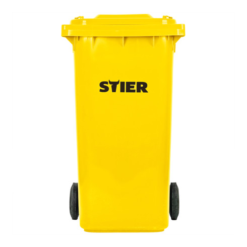 Poubelle grande capacité à 2 roues STIER, 240 l, jaune, lxPxH 576x720x1 067 mm