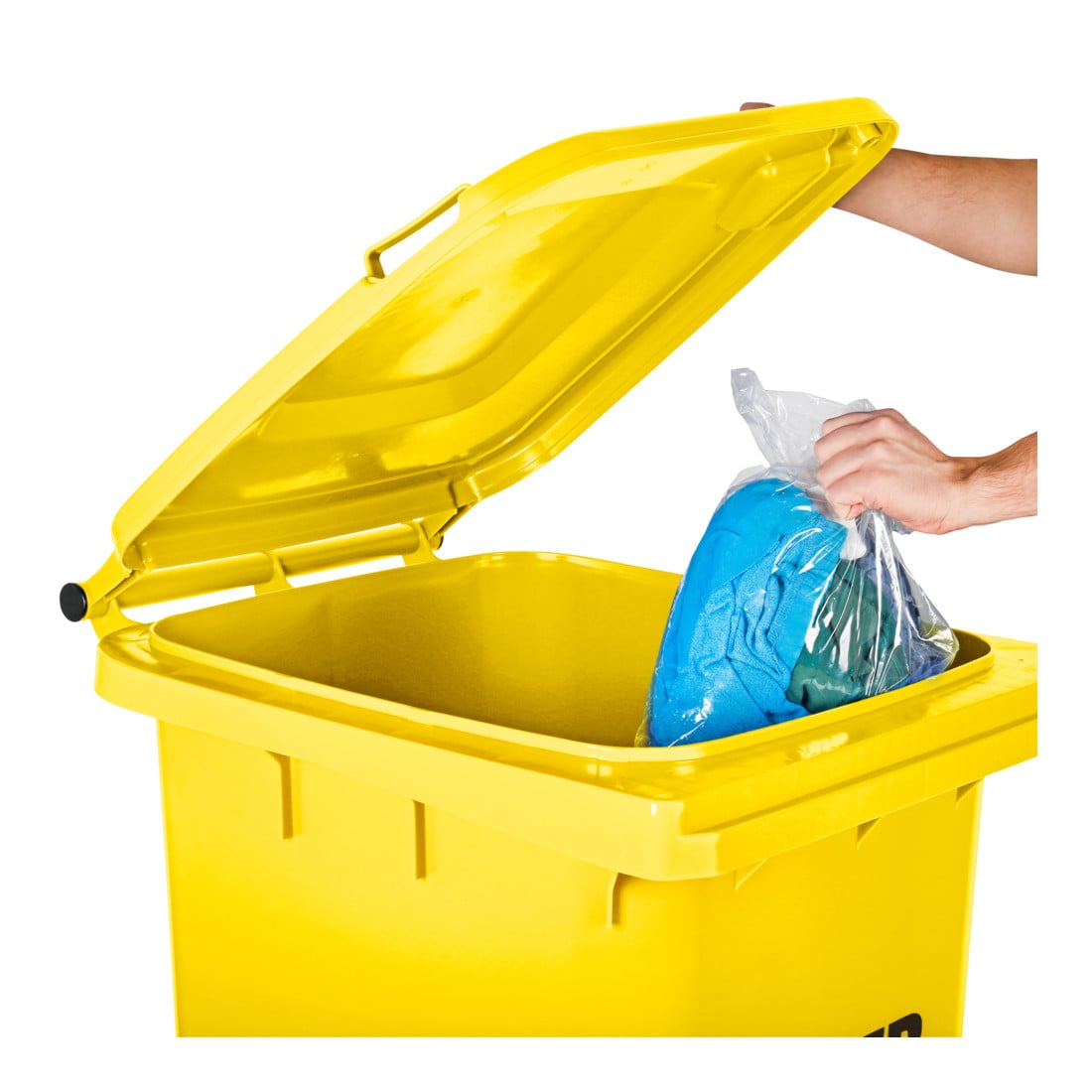 Poubelle grande capacité à 2 roues STIER, 240 l, jaune, lxPxH 576x720x1 067 mm