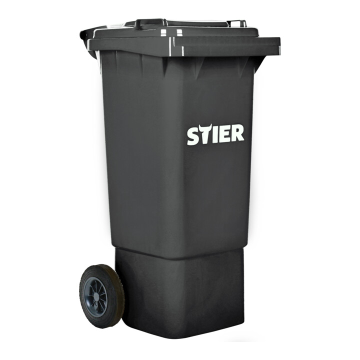 Poubelle grande capacité à 2 roues STIER, 80 l, grise, lxPxH 445x520x939 mm