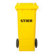 Poubelle grande capacité à 2 roues STIER, 80 l, jaune, lxPxH 445x520x939 mm