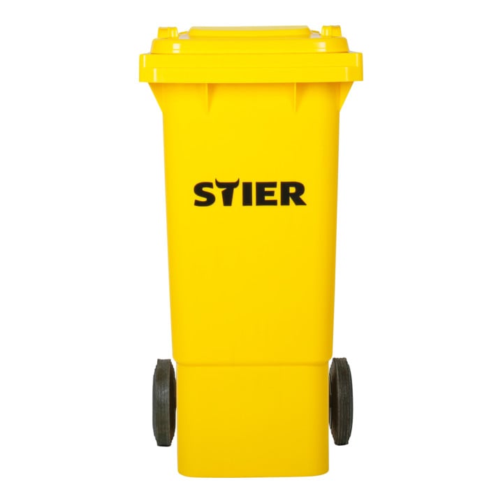Poubelle grande capacité à 2 roues STIER, 80 l, jaune, lxPxH 445x520x939 mm