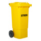 Poubelle grande capacité à 2 roues STIER, 80 l, jaune, lxPxH 445x520x939 mm