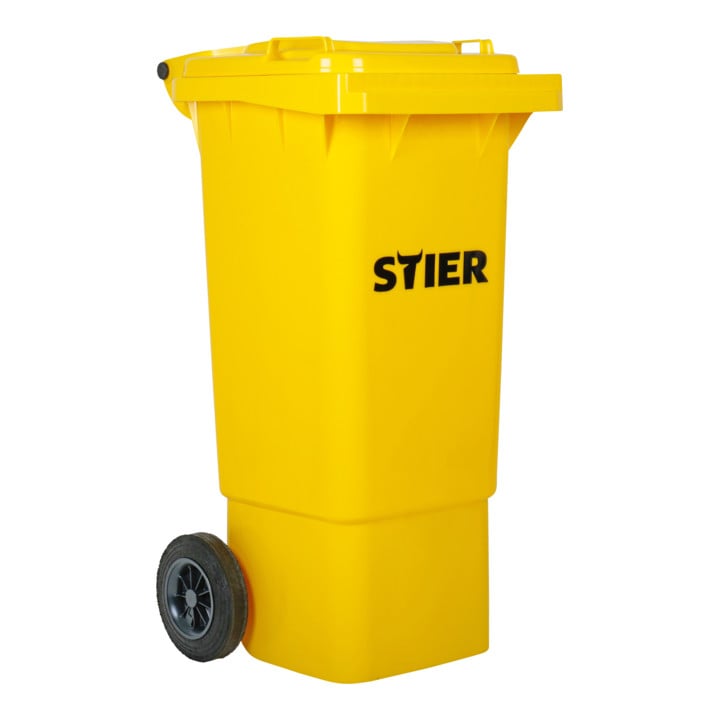 Poubelle grande capacité à 2 roues STIER, 80 l, jaune, lxPxH 445x520x939 mm