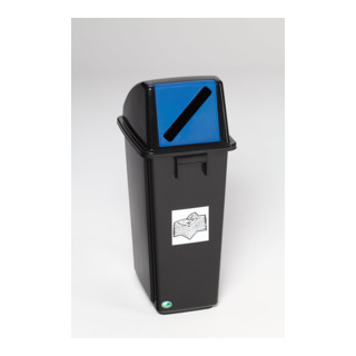 Poubelle pour matières recyclables en PP 58- 60l trappe bleu Var