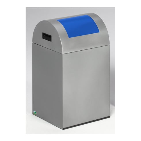 Poubelle pour matières recyclables WSG 40 R, argent avec trappe bleu Var